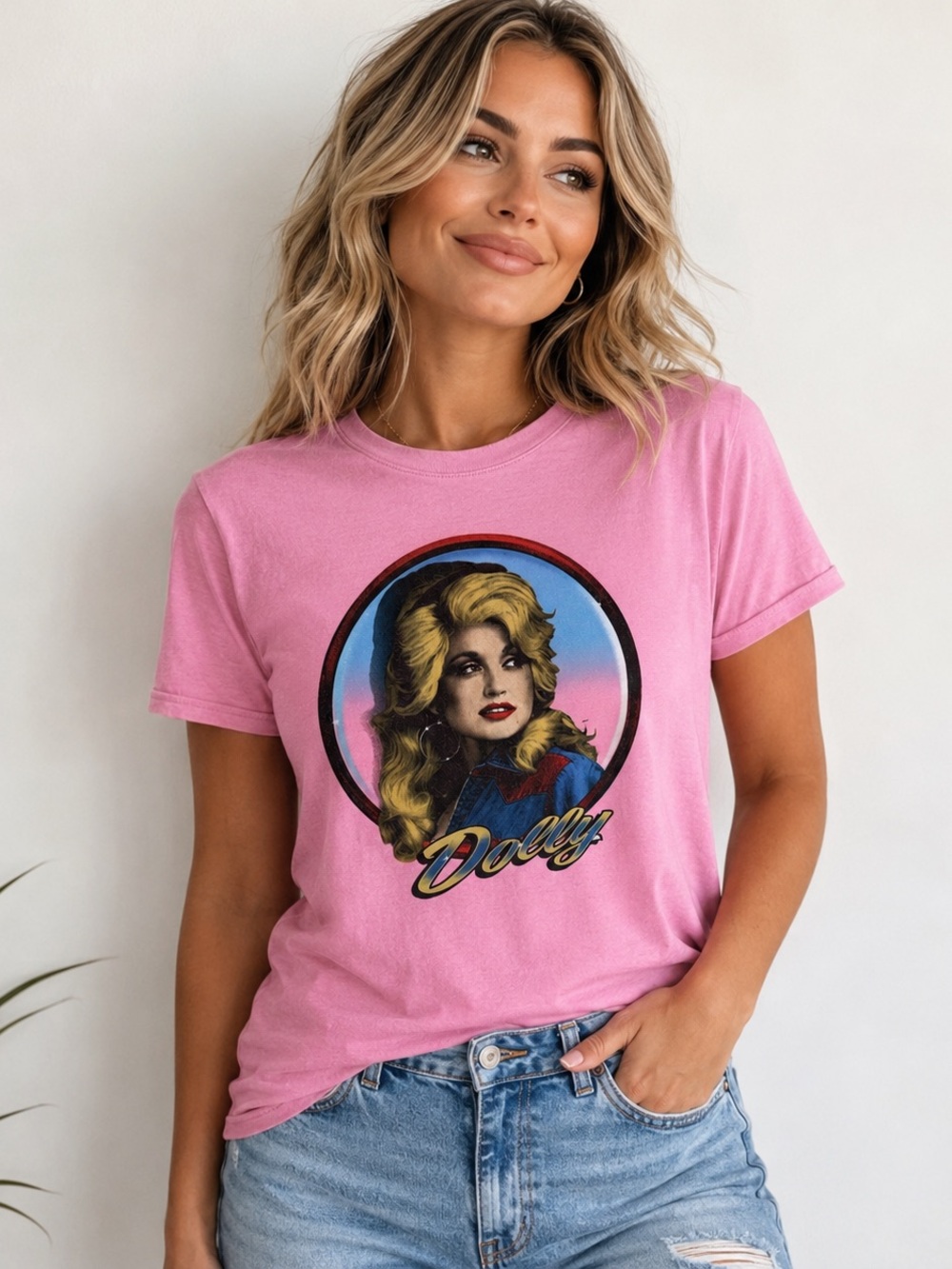 Dolly Parton Pink Graphic Tee, Size Small